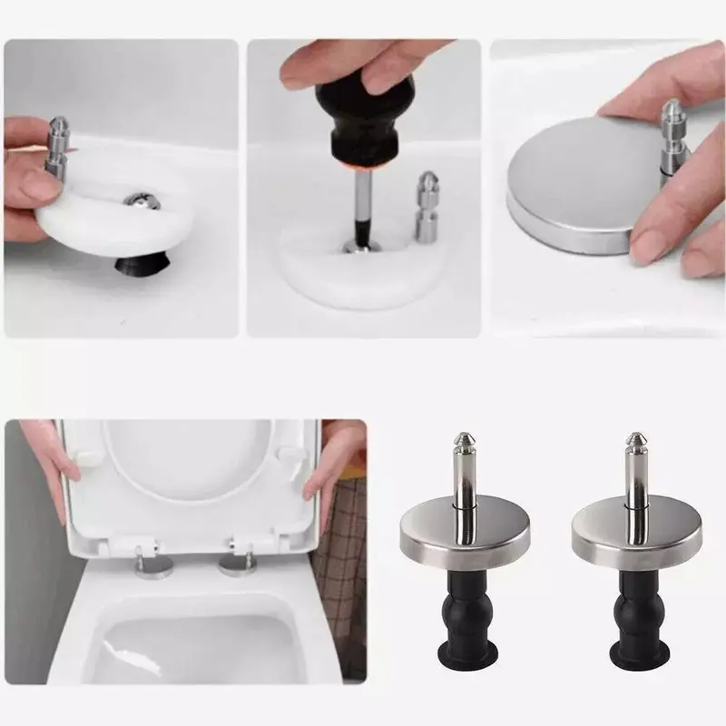 Exquisite Pair of Top-Fix WC Toilet Seat Hinge Fittings and Release Hinges Kits. 2