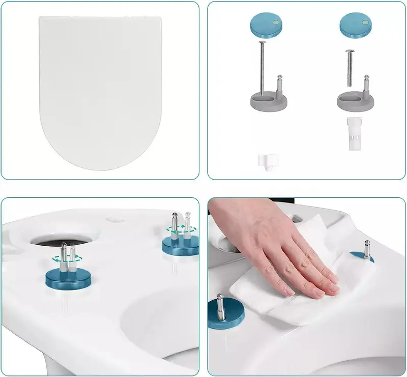Soft Close White D Shape Toilet Seat with Quick Release Fixing Hinges for Bathroom Comfort 3
