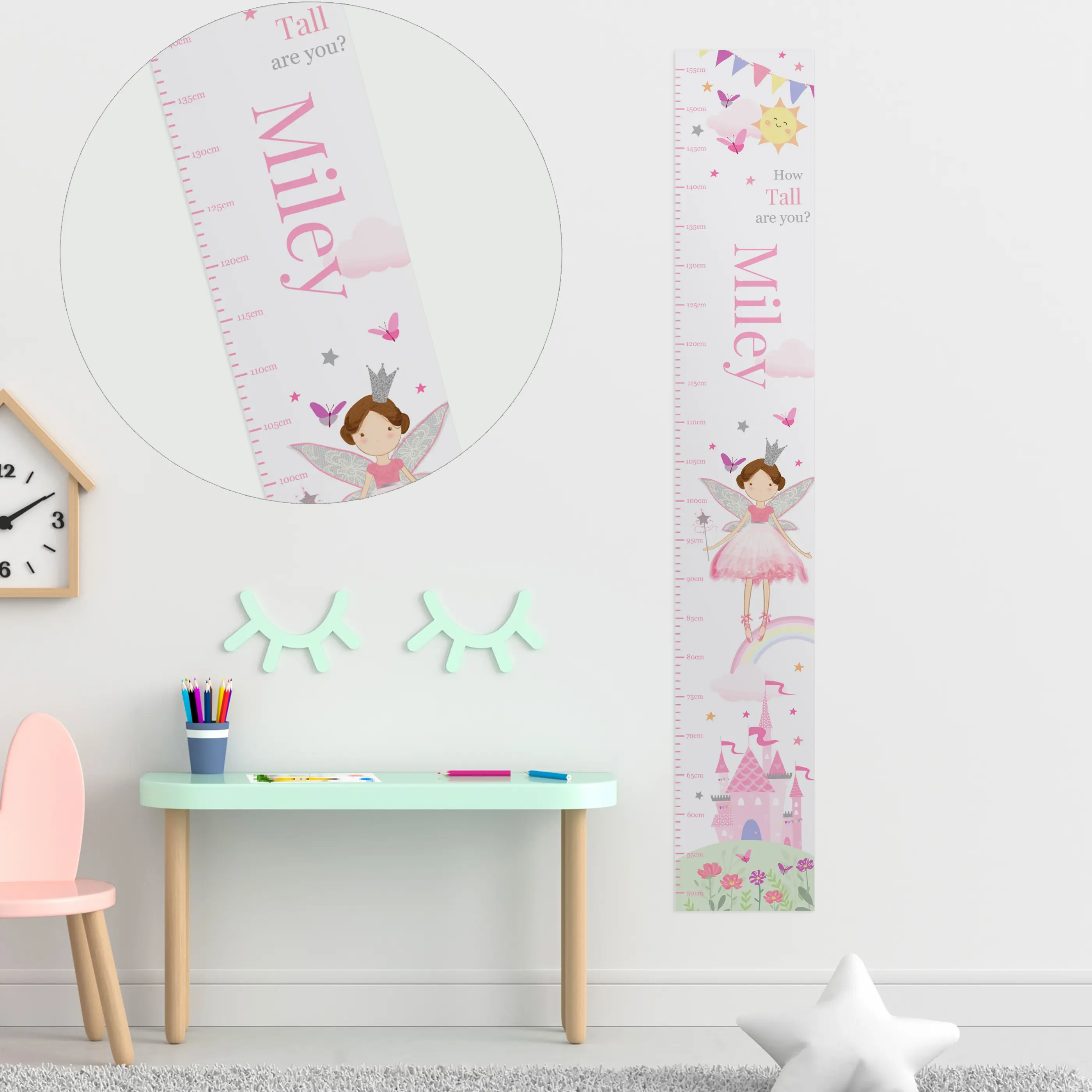 Personalised Kids Height Charts Collection - Height Chart For Kids, Height Measuring Scale Sticker, Height Chart For Kids Nursery Decoration, Baby Girl Or Boy's Room, Interior Walls Decoration