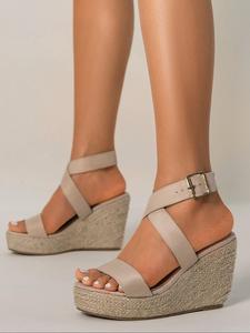 Women's Fashionable Solid Color Wedge Sandals, Elegant Platform High Heel Sandals with Ankle Strap, Comfortable and Stylish Summer Trendy Shoes, Classy