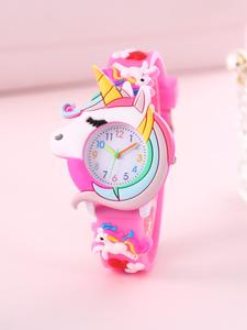 Kid's Unicorn Design Round Dial Quartz Child Watch, Cute Cartoon Watch for Kids, Fashionable Watch for Boys & Girls As Gift Without Box