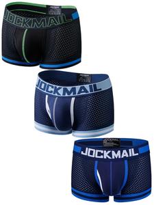 Men's Colorblock Letter Tape Boxer Brief, Sports Underwear, Breathable Comfy Underwear for Daily Wear, Casual Men's Gym Workout Wear Underwear for All Seasons