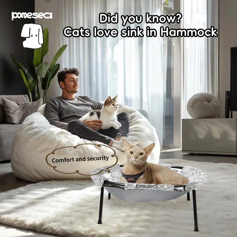 POMESEA Napping Spot,Desk & Floor Cat Hammock,Soft Elevated Pet Bed for Dogs & Cats, Glow in the Dark,Raised Cozy Hammock,Cat Lounge Furniture 8