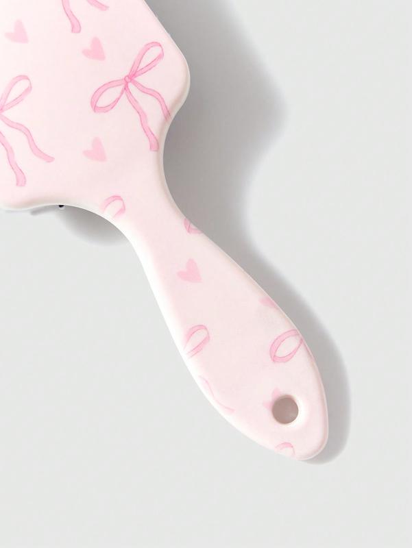 ROMWE Kawaii 1pc Pink Bowknot Designed Hair Cushion Comb, Anti-Static Smooth Massage Paddle Hair Brush For Home Use 3