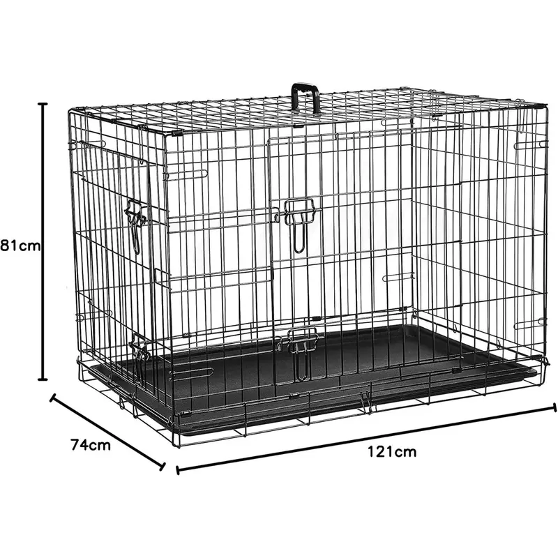 Dog Crate XXL Dog Cage Pet Cages with 2 Doors Easy Clean Removable Plastic Tray Folding Metal Training Crate Extra Large Dog Crate 48 inch (XXL 48") 7