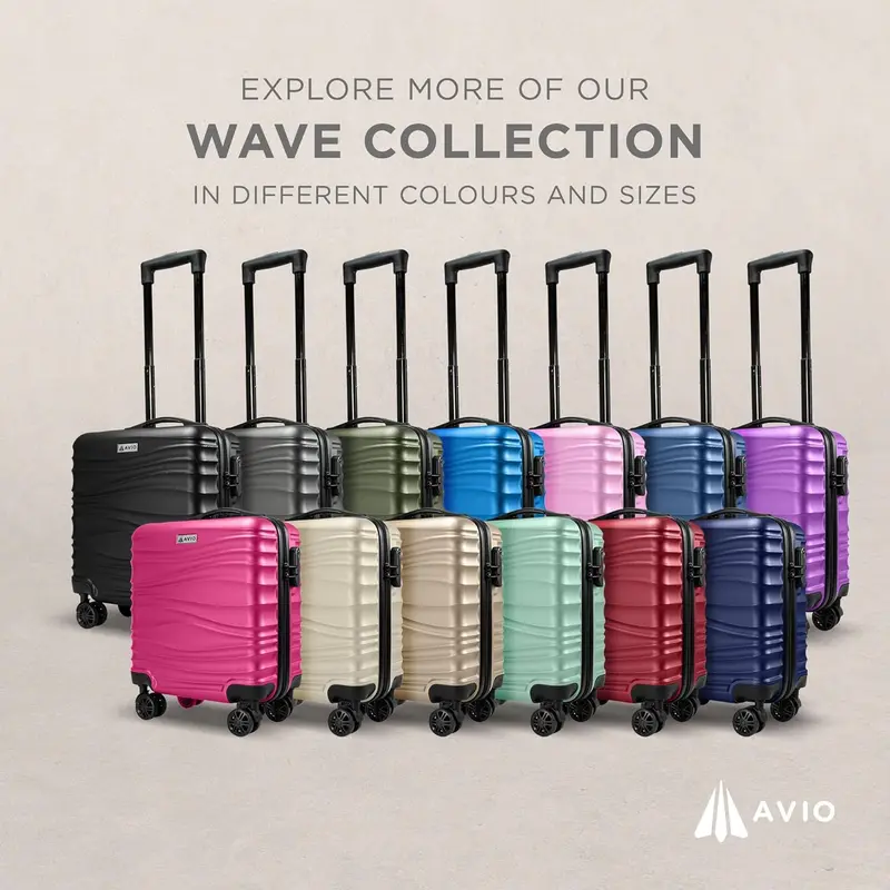 Wave Cabin Suitcase 45x36x20cm - Lightweight Double Wheel Luggage Bag, 2 Internal Pockets, Telescopic Handle 3 Heights, Durable ABS Hard Shell - Approved by Most Airlines 8
