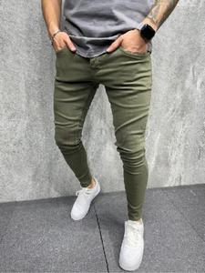 Men's Solid Color Skinny Jeans, Casual Comfy Denim Pants for Daily Wear, Fashion Men's Bottoms for All Seasons, Cotton