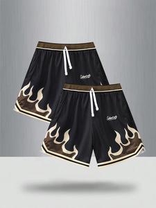 Men's Fire & Letter Print Boxer Briefs, Regular Fit Casual Comfy Breathable Underwear for Daily Wear, Mens Underwear for Summer