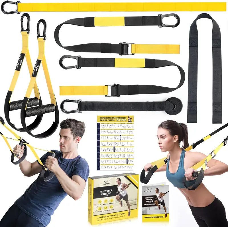 Suspension Trainer, Sling Trainer Set with Door Anchor for a Full Body Workout, Adjustable Sling Trainer for Home with Large Handle Door Anchor Attachment Carry Bag, Exercise Instructions for Homegym 0