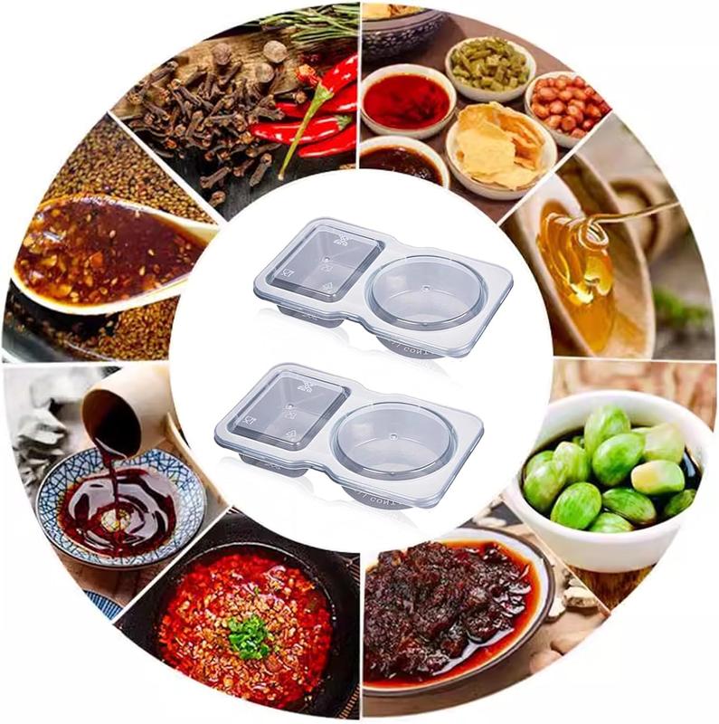 Thickened Double Compartment Reusable Snack Pack Containers with Lids for Picnic and Work Lunch - Set of 10 - Kitchen, Utensils 6