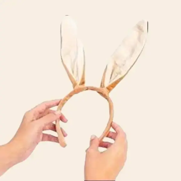 Pack of 3 Brown and Cream Fabric Bunny Rabbit Ears on an Aliceband - Kids Fashion Accessories