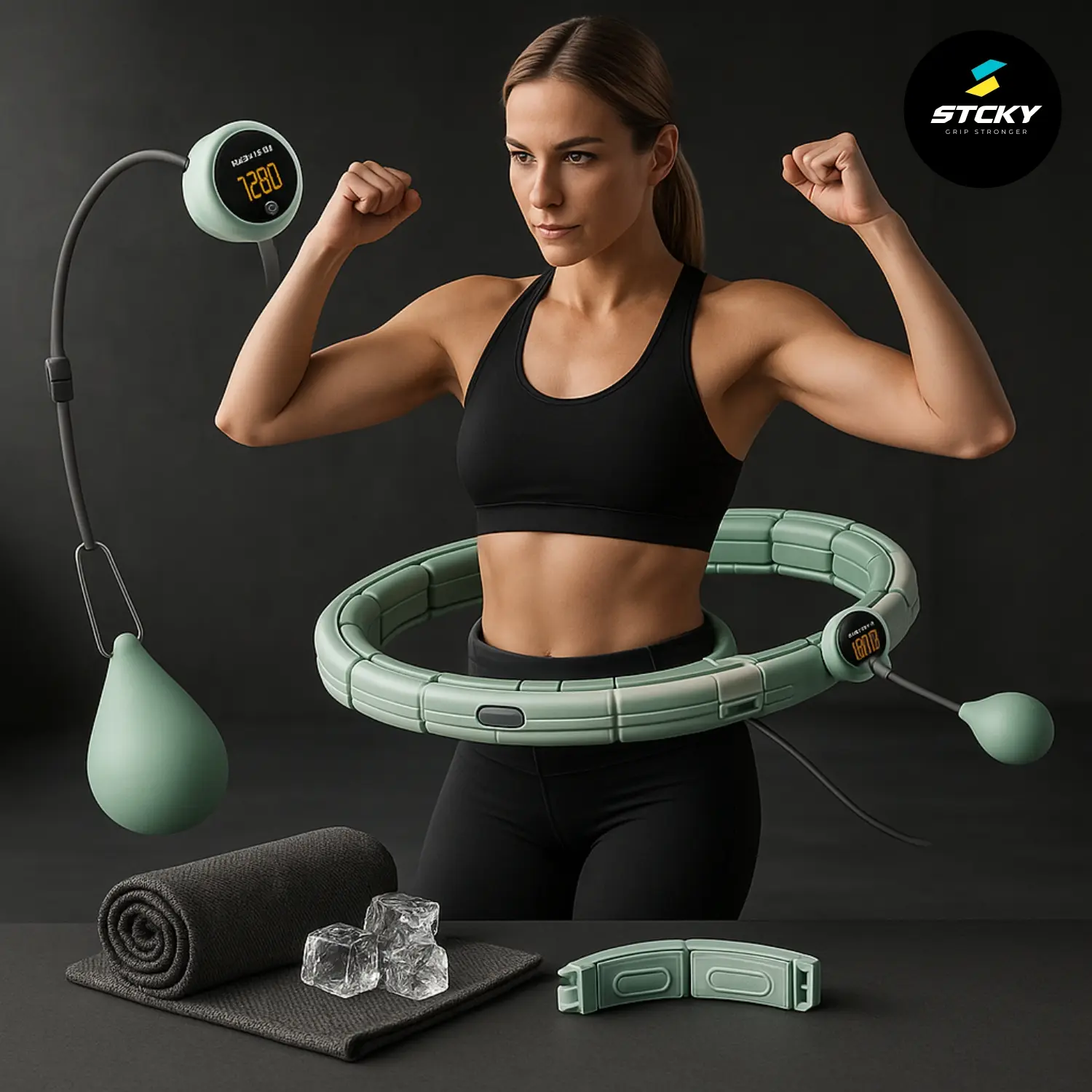 Smart Fitness Hula Hoop Weighted – Auto-Spinning Ball Massage, 24 Detachable Knots – Infinity Hoop for Exercise & Sport