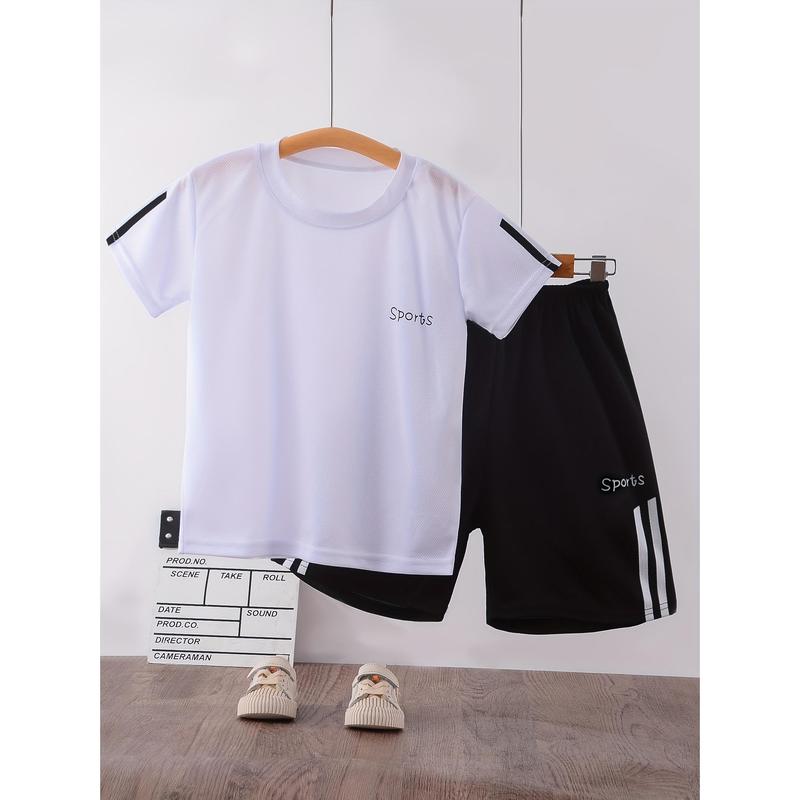 Children's short-sleeved suit, new summer Men's T-shirt sports suit, quick-drying clothes, shorts, medium and large children's ball suit, children's clothing 2