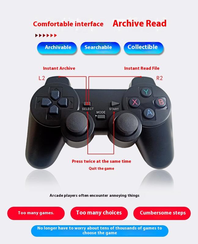 Sleek, ergonomic, and built to last. Whether you’re gaming for hours or exploring new worlds on the go| game console 2.4G high definition wireless handle game console PS1 retro arcade double home game console 7