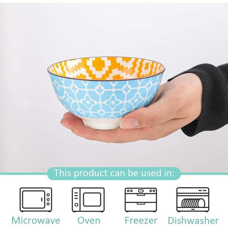 Porcelain Dessert Bowls Cereal bowl - Ceramic Bowl Set of 6 - Colorful Small Bowls for Ice Cream | Soup | Cereal | Rice | Snack | Side Dish | Condiment Microwave and Dishwasher Safe -4.75 Inch(10OZ) 5