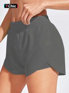 Women's Solid Color Wide Waistband Shorts, Breathable Comfortable Shorts for Yoga Gym Workout Running, Ladies Summer Bottoms, Swimwear Shorts