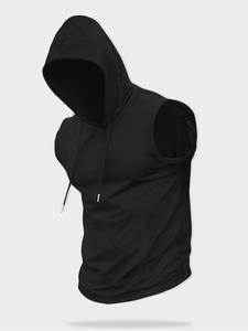 Men's Cartoon Print Zip Up Hooded Tank Top, Regular Fit Casual Sleeveless Hooded Top for Summer, Fashion Men's Clothes for Daily Wear, Sweatshirts