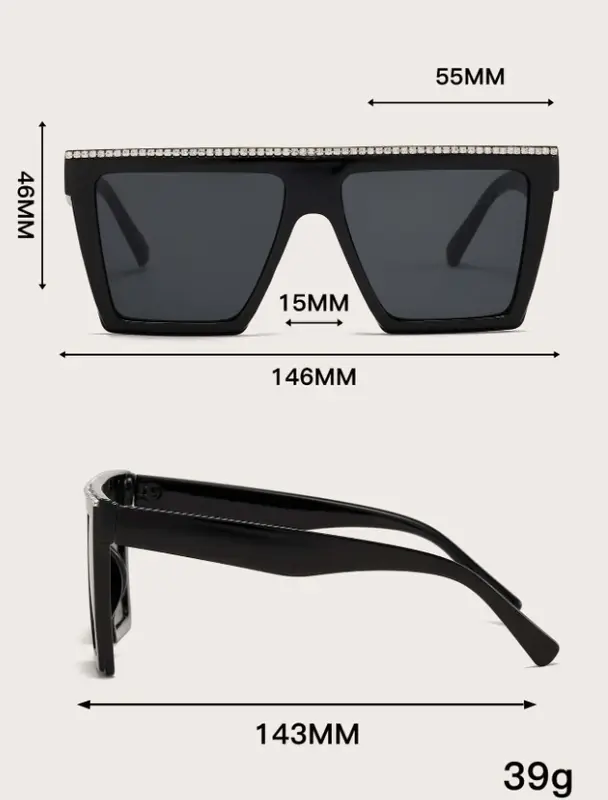 Flat-Top Sunglasses – Bold D-Frame Shades with Studded Plastic Frame 2