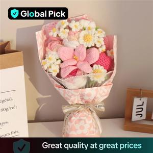 Handmade Crochet Flower Bouquet, 1 Bunch Artificial Flowers Bouquet, Decorative Flower for Home Party Wedding Anniversary Festival, Gifts, Lifelike Artificial Flower, Vibrant Faux Flowers