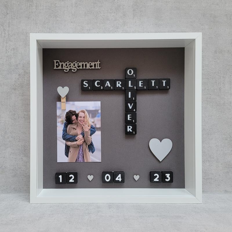 3. Love Photo Frame | Scrabble Picture | Scrabble Frame | Acrylic Frame - H27cm x W27cm x D6cm | Word Art | Personalised Handmade Gift | Any Occasion | Love Couples Relationship Valentine's Engaged Engagement Wedding Day Mr Mrs Anniversary Family New Home 2