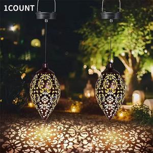Solar Powered Hollow Out Design Hanging Light, Waterproof Garden Projection Light, Outdoor Hanging Decorative Light for Garden, Patio, Pathway