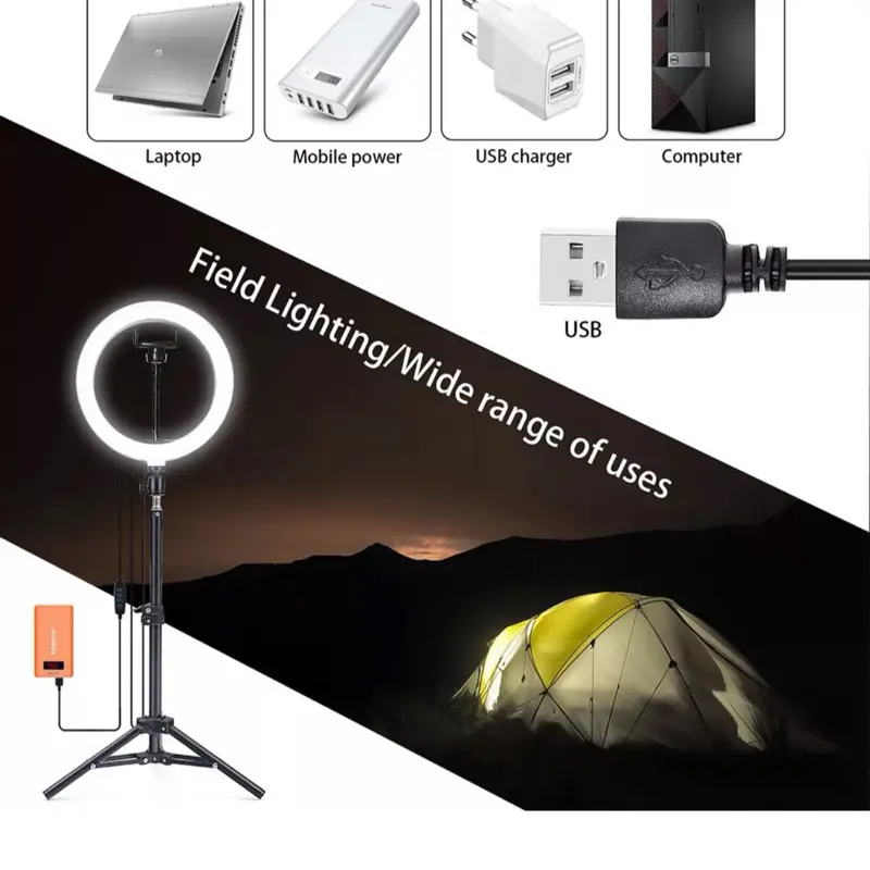 10" LED Ring Light with Tripod Stand and Phone Mount for YouTube Makeup Video Live - Cellphone, Selfie 1