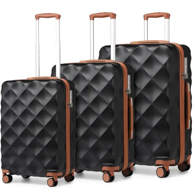 3 Pcs 20/24/28inch Luggage Set Ultralight ABS And Polycarbonate Bumpy Diamond Suitcase With TSA Lock Carry On Hand Cabin Luggage Lightweight Hard Shell Checked in Suitcase with 4 Spinner Wheels TSA Lock Travel Trolley Case