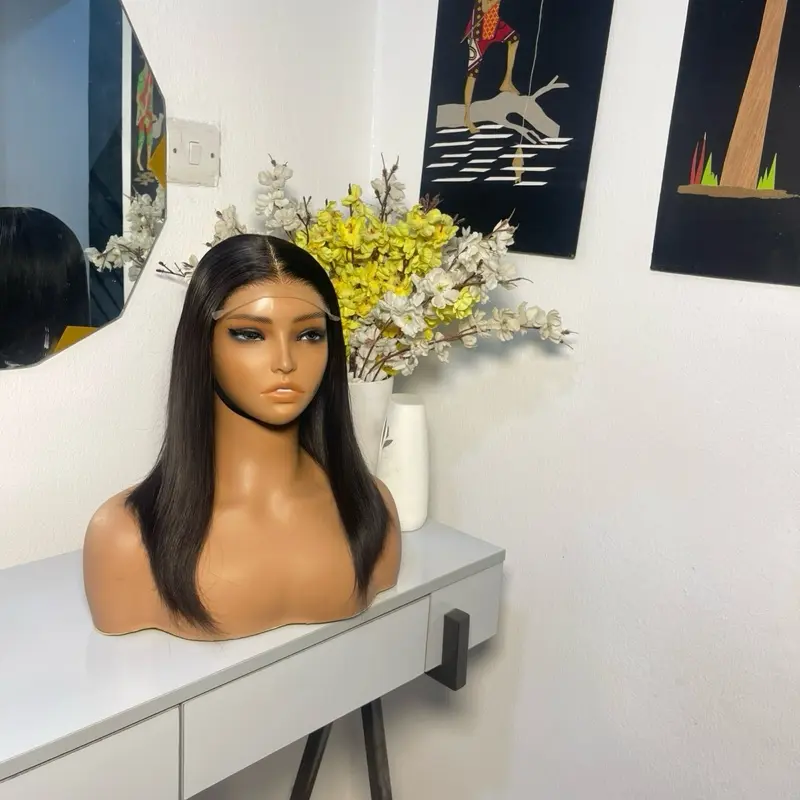 5*5  14” donor natural straight wig .. 100% human hair