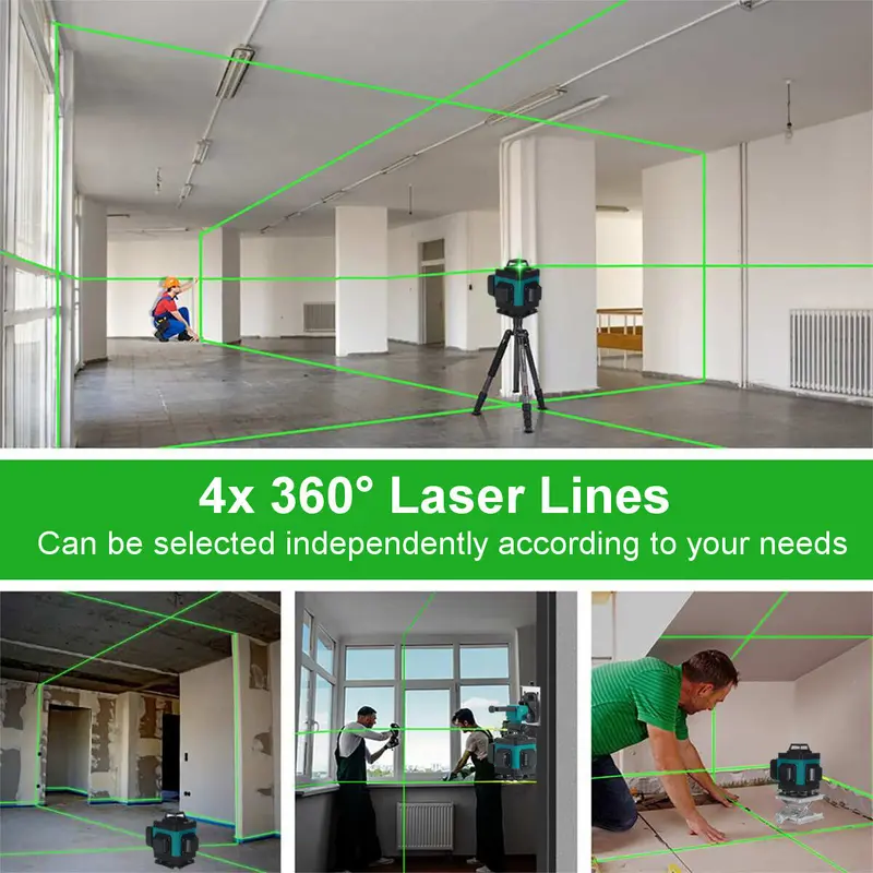 New 4D 16 Lines Laser Level 360Â° Green Auto Self Leveling Rotary Cross Measure 5