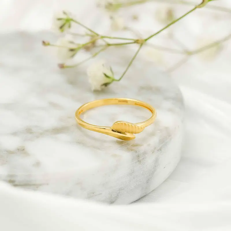 22ct Yellow Gold Small Leaf Unique Design Ring BF1224-RN85 2