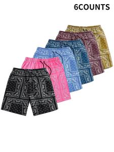 Men's Paisley Print Drawstring Waist Shorts, Casual Pocket Straight Leg Shorts for Summer, Men's Bottoms for Beach Vacation