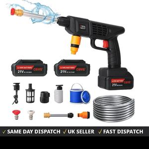 Cordless Car Pressure Washer – 2 Batteries, Foam Pot & Bucket | 21V Jet Spray Gun
