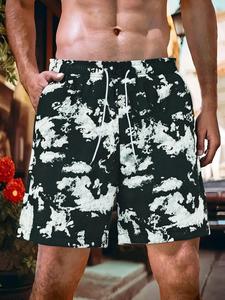 Men's Floral Print Drawstring Waist Beach Shorts, Loose Casual Quick Drying Swim Shorts for Summer, Men's Shorts for Beach Vacation