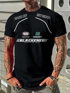 Men's Letter Print Round Neck Tee, Loose Casual Short Sleeve T-shirt for Summer, Men's Top for Daily Wear