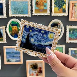Van Gogh Art Series Refrigerator Decorating Magnet, 1/3 Counts Creative Magnetic Photo Frame, Vintage 3D Decorative Sticker, Home Decor, Travel Souvenir #TOP PICKS