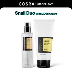 COSRX OFFICIAL Snail 96 Essence and Snail 92 Cream 200g Bundle SET_Advanced Snail 96 Mucin Power Essence 100ml & Advanced Snail 92 All In One Cream 200g Bundle_for dry skin _for dry skin, Skincare, Comfort, Skin Repair