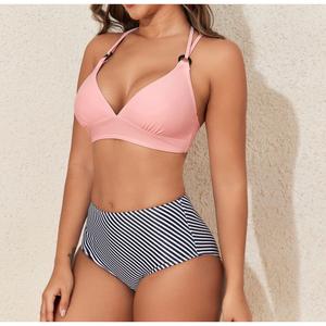 Fashion Two-Piece Bikini Swimsuit Sexy High-Waisted Triangle X-Back Swimsuit for Women, Sexy High-Waisted Bikini Swimwear trending