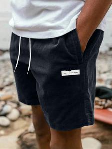 Men's Solid Color Corduroy Shorts, Loose Casual Comfy Breathable Shorts for Summer, Men's Bottoms for Daily Wear