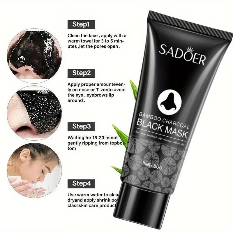 Bamboo Charcoal Black Cleansing Mud Mask Cleanses Pores, Peel-Off Mask Hydrates The Face, Deeply Cleanses The Skin, Refines Pores, And Is Perfect for Oily Skin, Suitable for Both Men And Women. 8