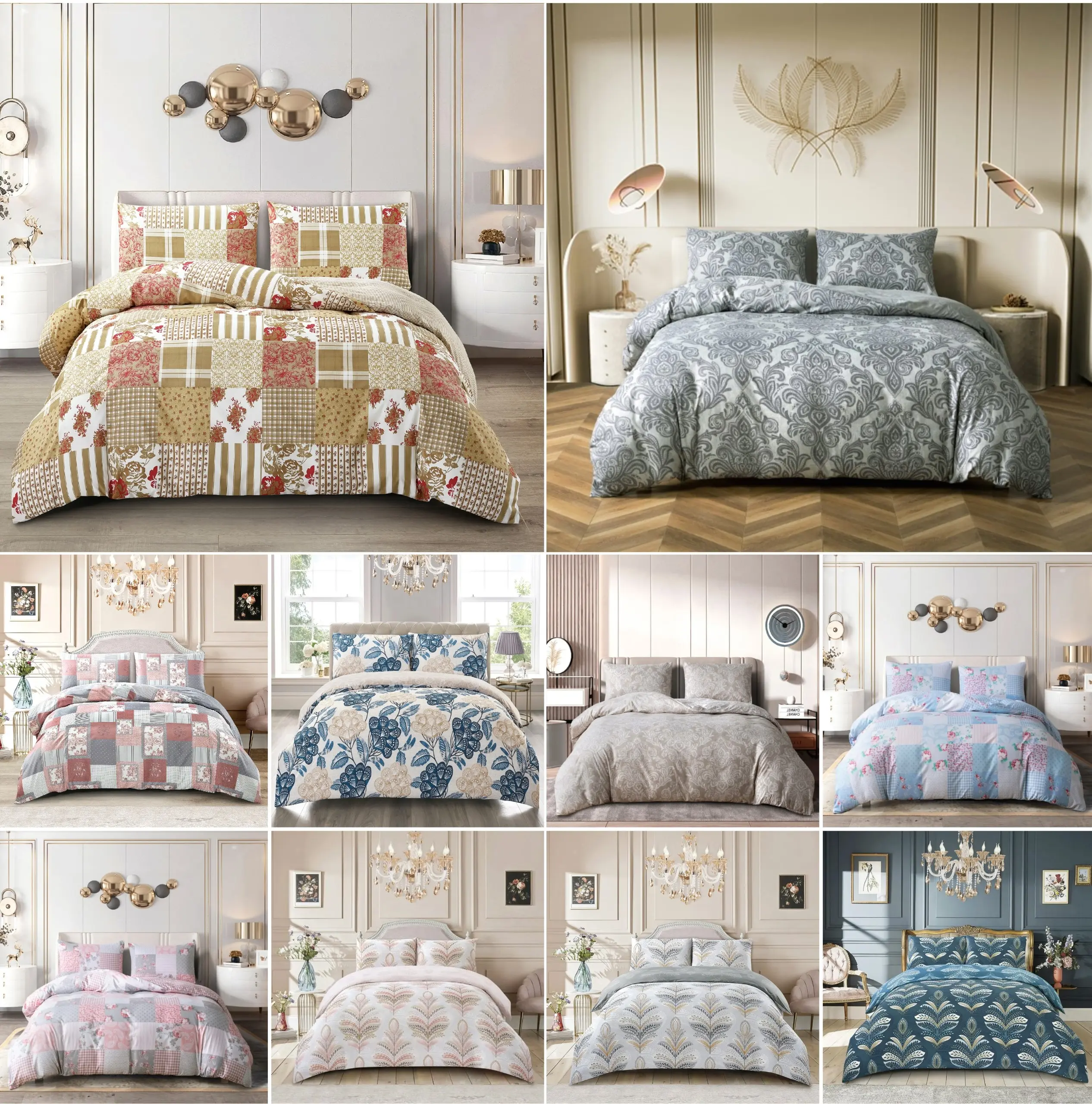 BQC 4 Pcs Duvet Cover Set Soft Quilt Cover Easy Care Anti Allergic Fancy Bedding Set Include 1 Quilt Cover, 1 Fitted Sheet with Pillow Cases