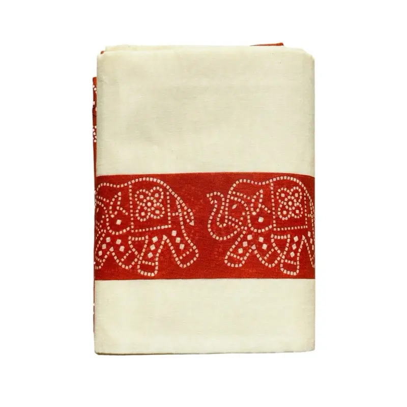 Women's Cotton Saree with Elephant Print for Asian Style - Womenswear