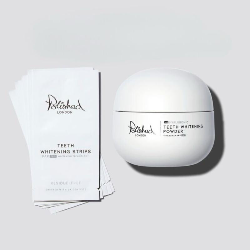 Polished London Teeth Whitening Bundle Set with Hyaluronic and Menthol for Sensitive Teeth Oral Gentle Peroxide Daily Powder viral teeth  whitening non  peroxide home easy whitener hydroxy apatite 0