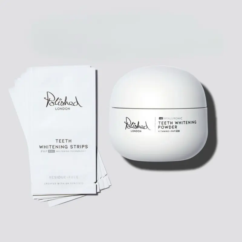 Polished London Teeth Whitening Bundle Set with Hyaluronic and Menthol for Sensitive Teeth Oral Gentle Peroxide Daily Powder viral teeth  whitening non  peroxide home easy whitener hydroxy apatite 0
