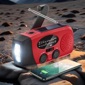 Solar Powered Radio, 2000mAh AM/FM/NOAA Radio with LED Flashlight, Portable Waterproof Radio Support Phone Charging for Camping & Emergency Use