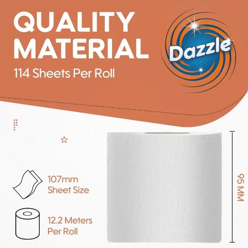 Dazzle 2-Ply Soft Toilet Rolls - New & Improved, Smaller Core for Better Value, Premium Quality Bathroom Tissue - Rolls 108) 2