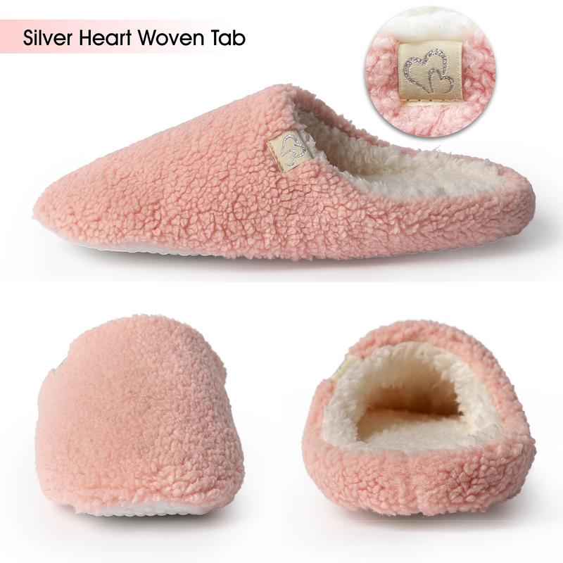 Ladies Fleece Slippers Womens Memory Foam Mule Two-Tone Breathable Soft Cosy 4