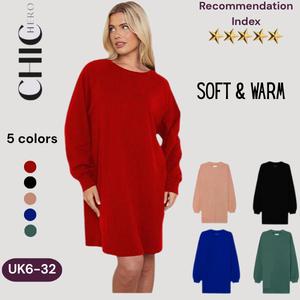 2025 ChicHero Brushed Jersey Crew-neck Breathable Raglan Dress Casual Crewneck Long Sleeve Soft Womenswear Cotton Day Essential tops black  friday  sale