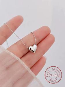 S925 Sterling Silver Heart Shaped Pendant Necklace for Women & Girls, Fashion Jewelry for Party, Daily Clothing Decor, Trendy All-match Jewelry for Birthday Gift, Valentine's Day, Gift