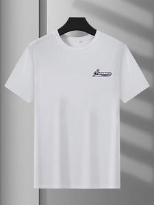 Men's Letter Print Drop Shoulder Tee, Loose Casual Short Sleeve Round Neck T-Shirt for Summer, Men's Top for Daily Wear