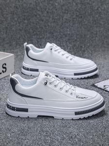 Men's Fashion Letter Pattern Patched Design Lace up Low Top Sneakers, Casual Comfortable Sports Platform Shoes for Daily Wear, Breathable Non-slip Sneakers